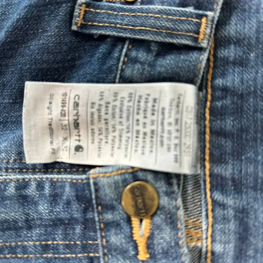 Carhartt B15 Mens 32x32 Relaxed Fit Blue Denim Jeans Workwear Straight Leg USA